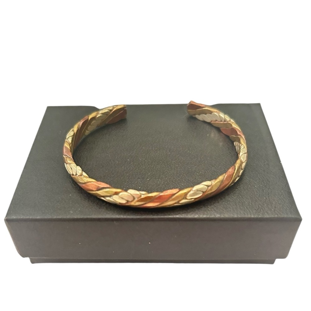 Vintage 1980’s mixed metal braided adjustable Gold silver Copper Twist Bracelet